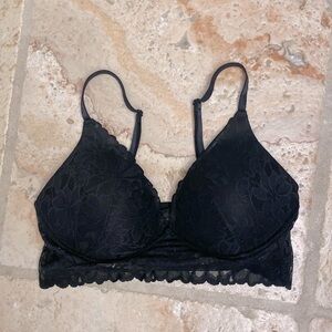 Pink Victoria’s Secret Push up Bralette Womens M Black lace wire free sheer